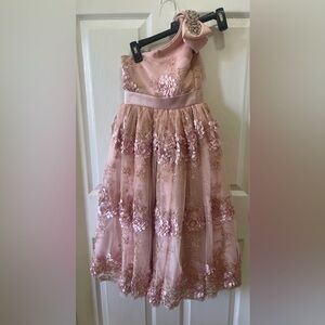 Amalee Accessories One Shoulder Dusty Pink Flower Girl Dress
